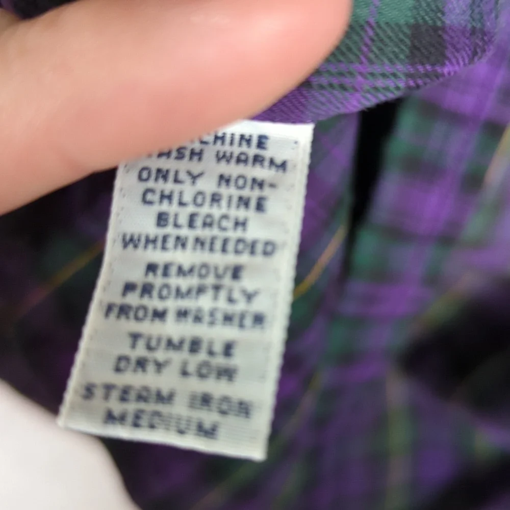 Polo by Ralph Lauren‎ Men's Purple & Green Plaid Button Up Dress Shirt Size XL